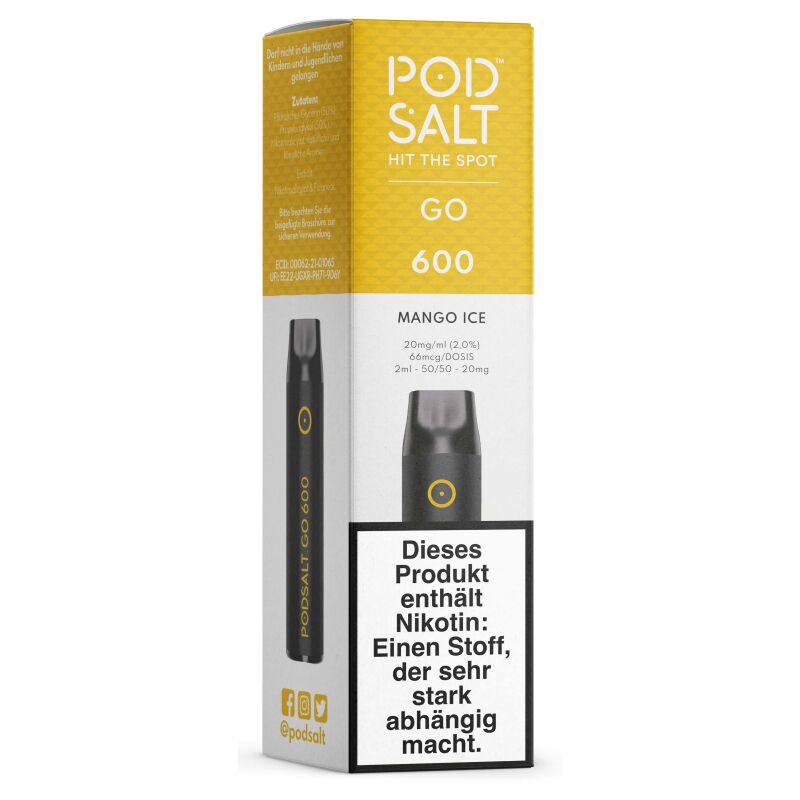 Pod Salt Go 600 Einweg E-Zigarette Mango Ice 20 mg Vape