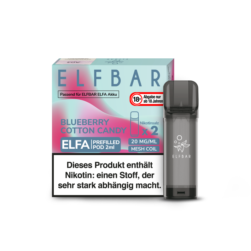 ELFA Blueberry Cotton Candy Prefilled Pod by ELFBAR 2er Pack 20 mg