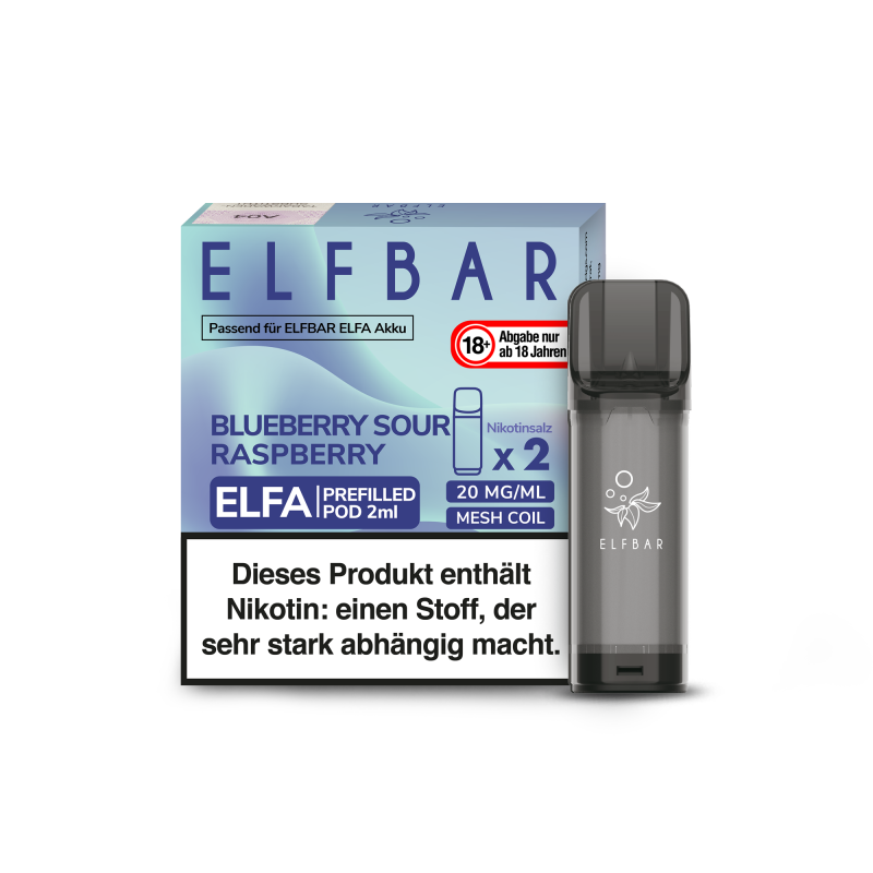 ELFA Blueberry Sour Raspberry Prefilled Pod by ELFBAR 2er Pack 20 mg