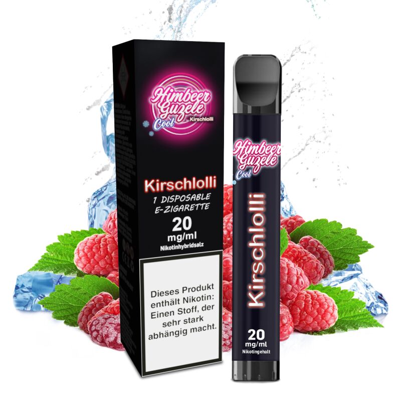 Kirschlolli Himbeer Cool Guzele Einweg E-Zigarette 600 Züge 20 mg