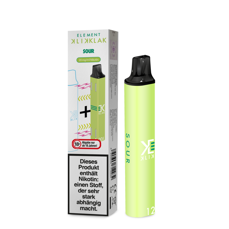 Klik Klak Einweg E-Zigarette Super Sour 20mg/ml mit Banderole