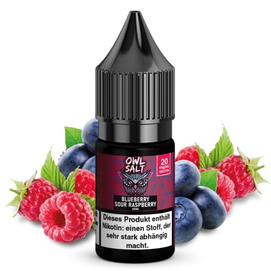 Blueberry Sour Raspberry Liquid | OWL SALT Nikotinsalz 10...