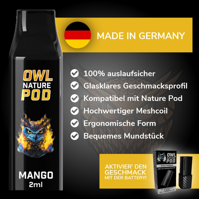 Mango Pod - Prefilled Pod 2 ml (Kompatibel mit OWL Nature Pod & Ultrapod) 20 mg
