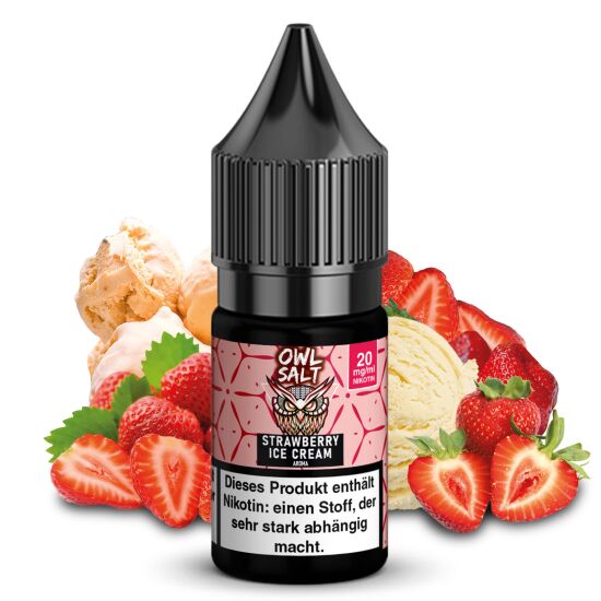 Strawberry Ice Cream Liquid | OWL SALT Nikotinsalz 10 ml...