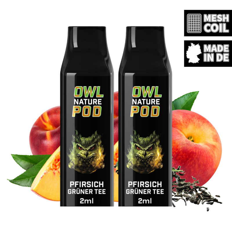 OWL Nature Pod Pfirsich Grüner Tee Nikotinsalzliquid 0 mg Doppelset