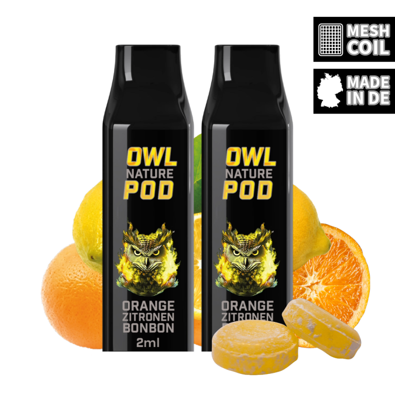 OWL Nature Pod Orange Zitronenbonbon Nikotinsalzliquid Tank Doppelset