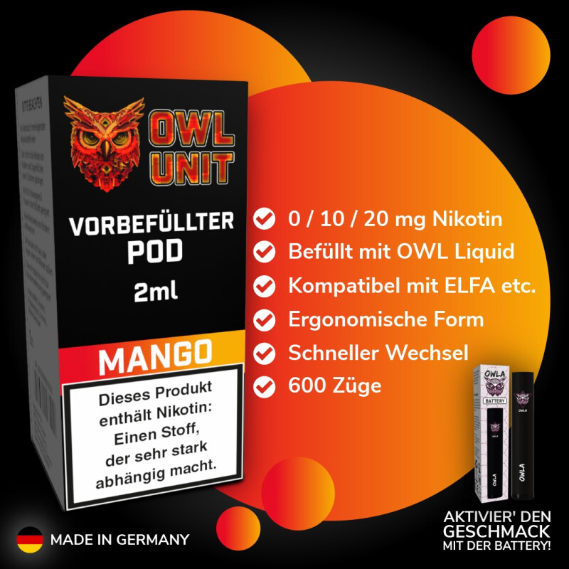 Mango Pod | Prefilled Pod 2 ml (OWL SALT Style) 0 mg