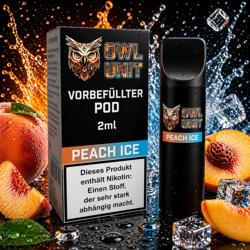 Peach Ice Pod | Prefilled Pod 2 ml (OWL SALT Style) 0 mg