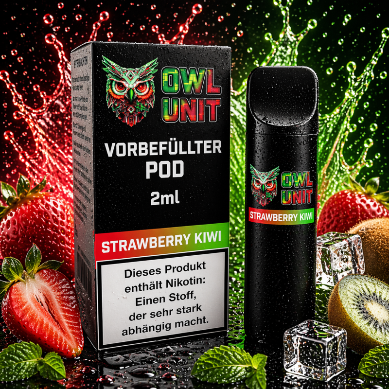 Strawberry Kiwi Pod | Prefilled Pod 2 ml (OWL SALT Style) 0 mg