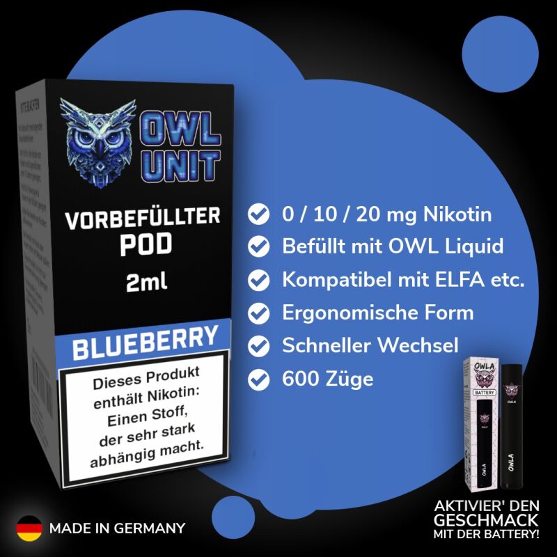 Blueberry Pod | Prefilled Pod 2 ml (OWL SALT Style) OWL Unit