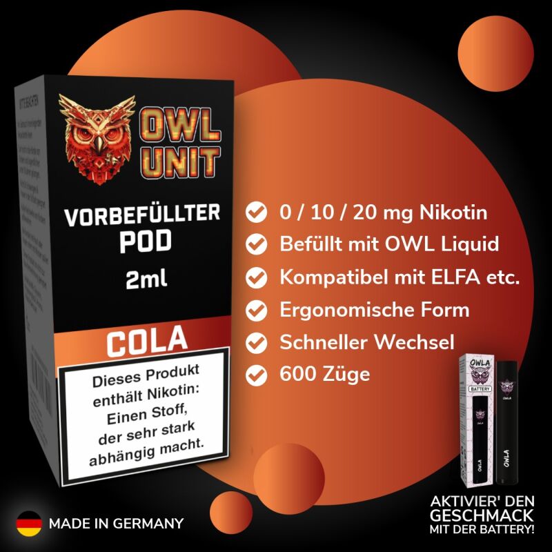 Cola Pod | Prefilled Pod 2 ml (OWL SALT Style) OWL Unit