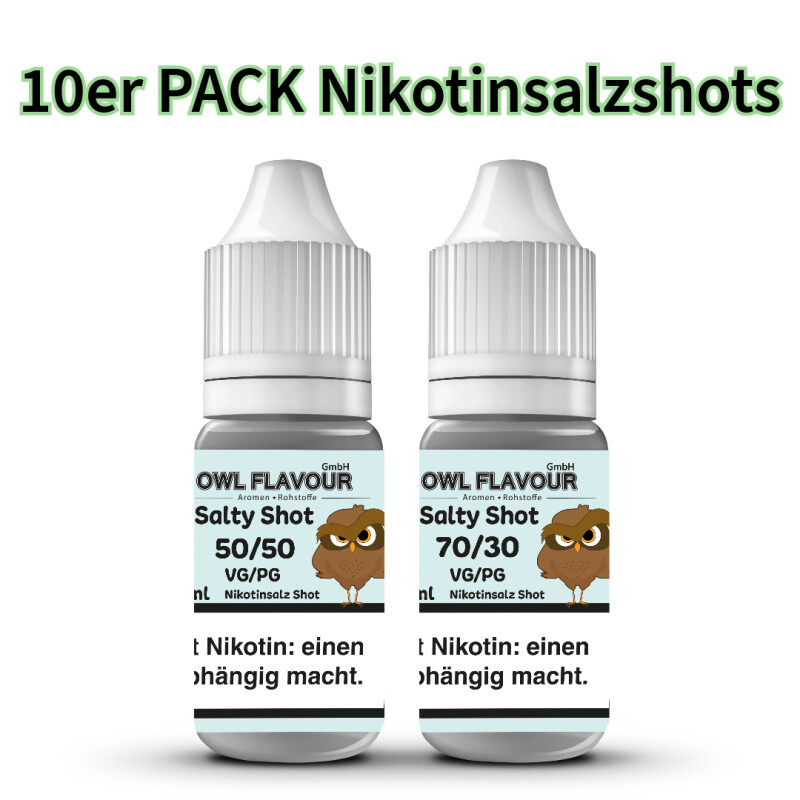 Angebotspack OWL Nikotinsalzshot Salty Shot 10er Pack 10 ml 20mg mit Banderole Nikotinsalz
