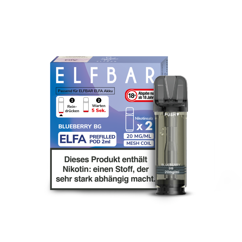 ELFA Blueberry BG Prefilled Pod by ELFBAR 2er Pack 20 mg