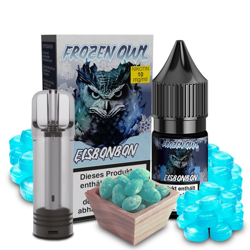Frozen OWL Bundle Eisbonbon Nikotinsalz Liquid 10 ml 10 mg inkl. CUCO Leerpod