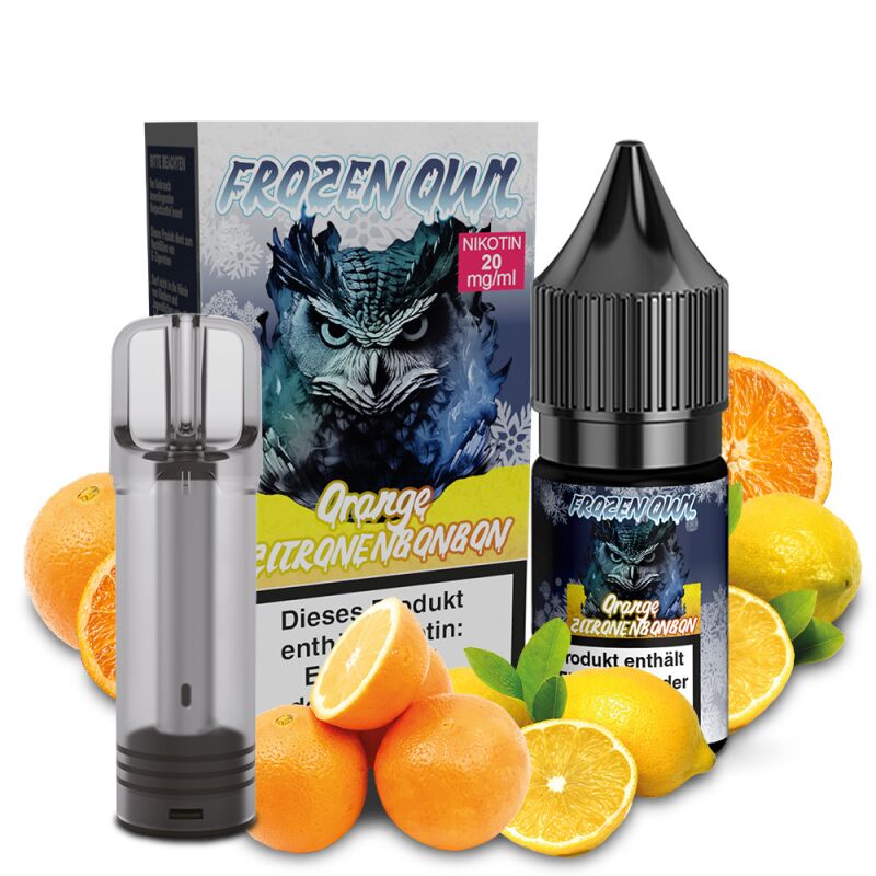 Frozen OWL Bundle Orange Zitronenbonbon Nikotinsalz Liquid 10 ml 20 mg inkl. CUCO Leerpod