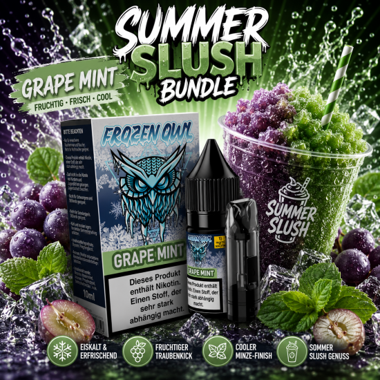 Slushy Summer Bundle: Grape Mint Liquid 10 mg + 1 Refill Pod