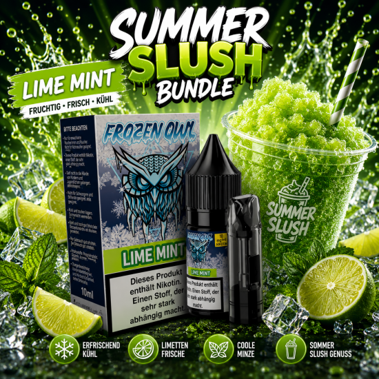 Slushy Summer Bundle: Lime Mint Liquid 20 mg + 1 Refill Pod