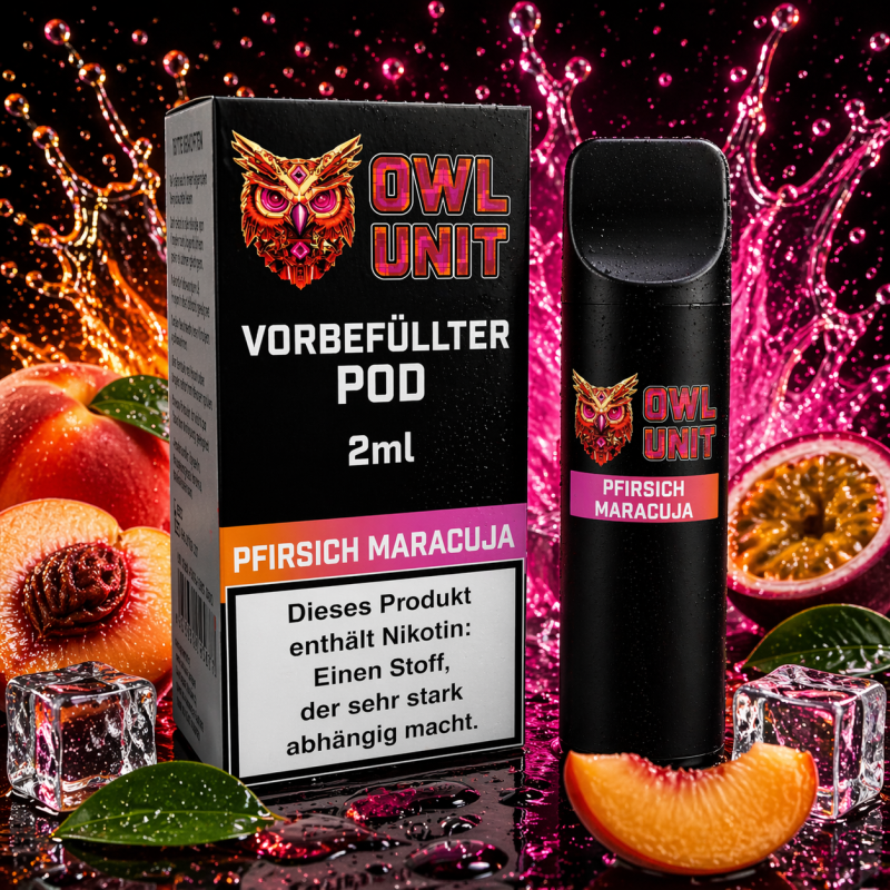 Pfirsich Maracuja Pod | Prefilled Pod 2 ml (OWL SALT Style) 0 mg