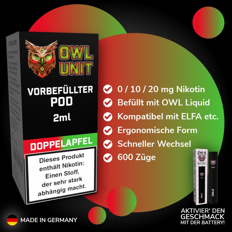Doppelapfel Anis Pod | Prefilled Pod 2 ml (OWL SALT Style) 10 mg