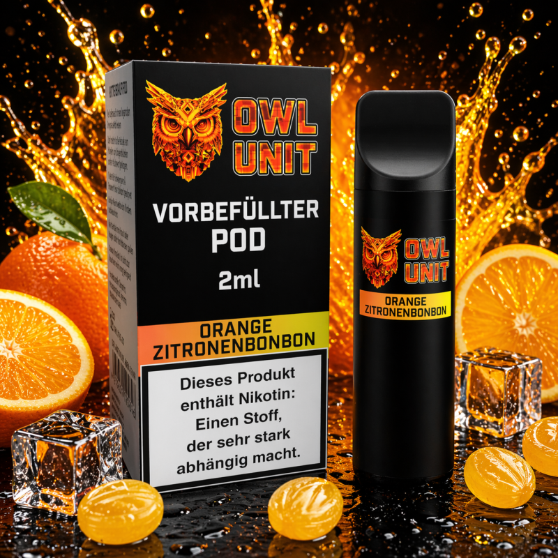 Orange Zitronenbonbon Pod | Prefilled Pod 2 ml (OWL SALT Style) 10 mg