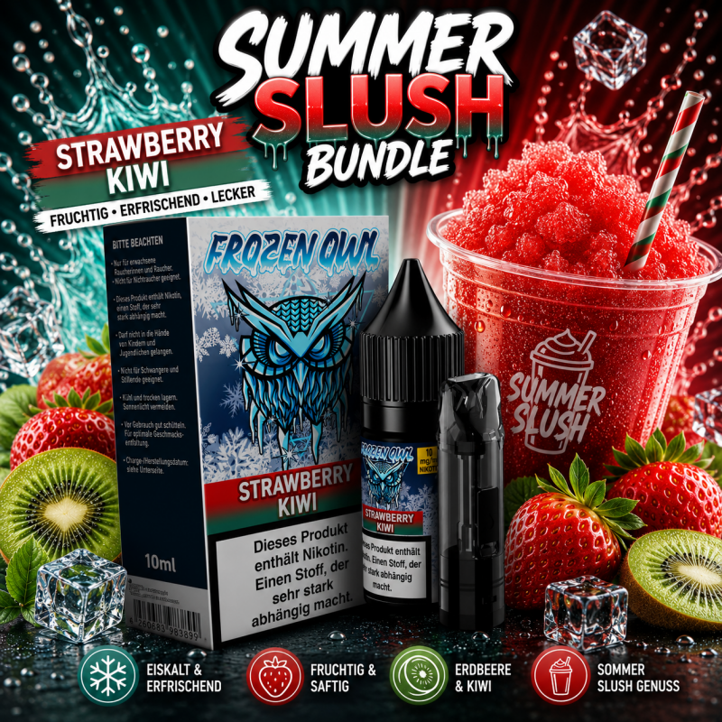 Slushy Summer Bundle: Strawberry Kiwi Liquid 20 mg + 1 Refill Pod