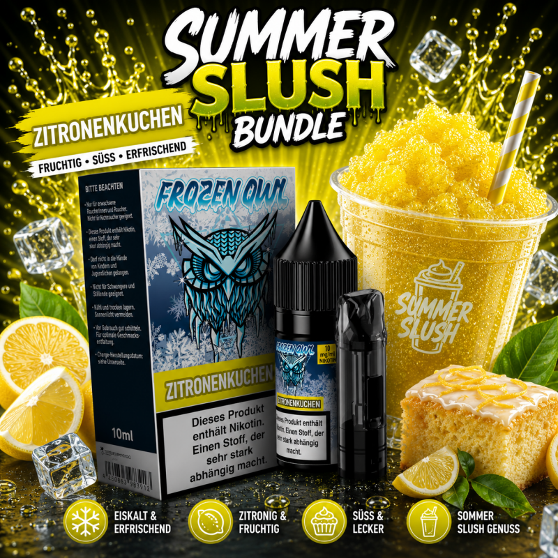 Slushy Summer Bundle: Zitronenkuchen Liquid 20 mg + 1 Refill Pod