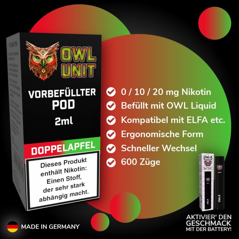Doppelapfel Anis Pod | Prefilled Pod 2 ml (OWL SALT Style) OWL Unit