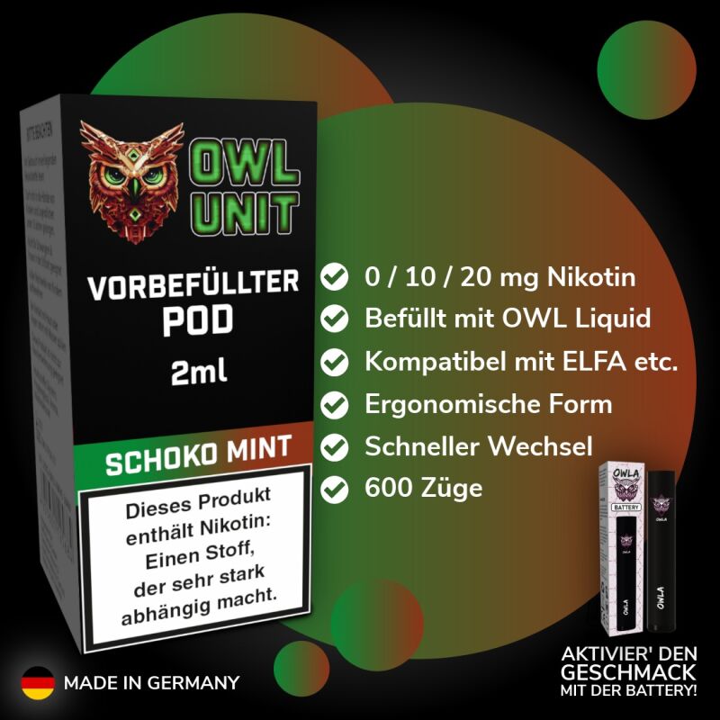 Schoko Minze Pod | Prefilled Pod 2 ml (Frozen OWL Style) OWL Unit
