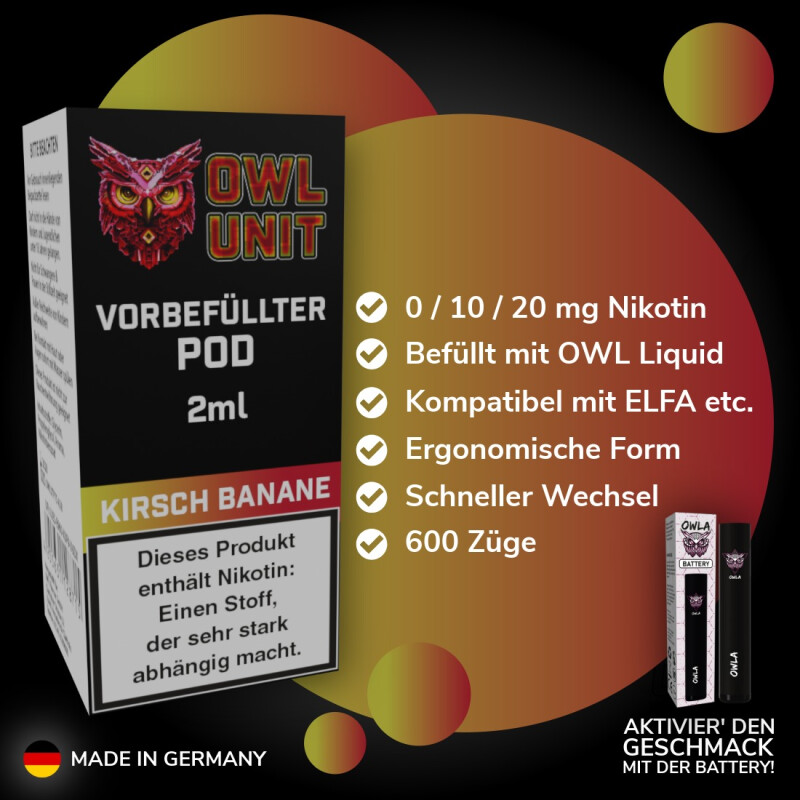 Kirsch Banane Pod | Prefilled Pod 2 ml (OWL SALT Style) 0 mg