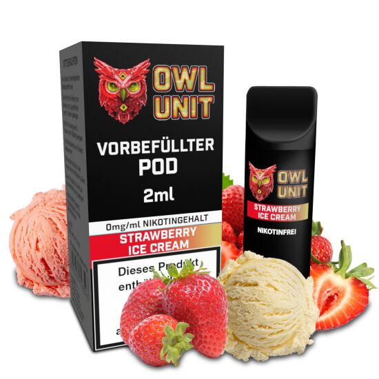 Strawberry Ice Cream Prefilled Pod OWL Unit 600 Puffs