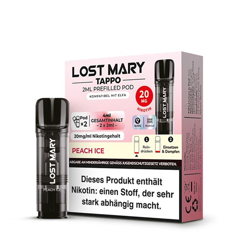 Lost Mary Tappo Prefilled Pod 20mg Nikotinsalz 2ml (2 Stück) Peach Ice