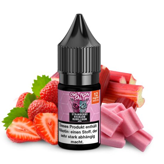 OWL Non SALT Liquid Strawberry Rhubarb Bubblegum 10 ml 12 mg