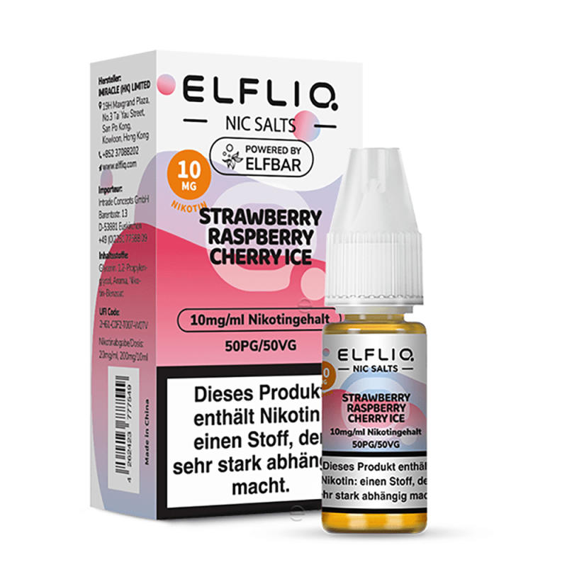ELFLIQ Nikotinsalz Liquid 10mg Strawberry Raspberry Cherry Ice 10 ml