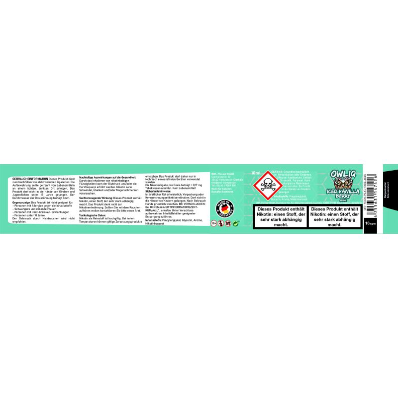 Liquid Iced Vanilla Berry Aroma - OWLIQ 10 ml 10 mg