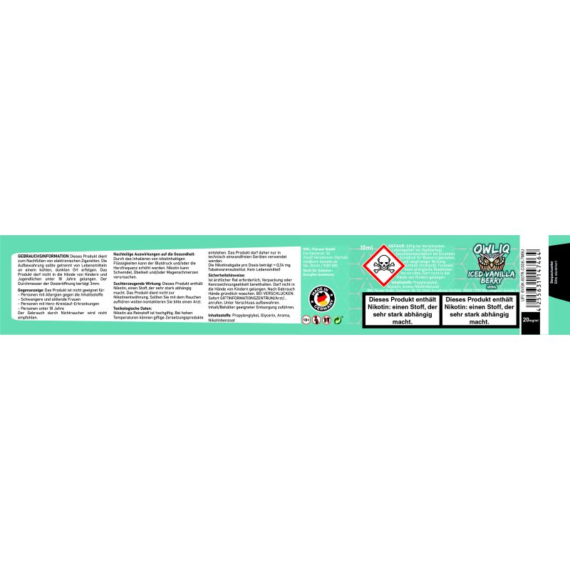 Iced Vanilla Berry Liquid | OWLIQ 10 ml 20 mg