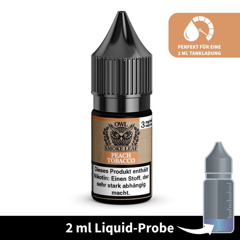 Liquid-Probe 2 ml: Peach Tobacco 3 mg - Perfekt zum Testen