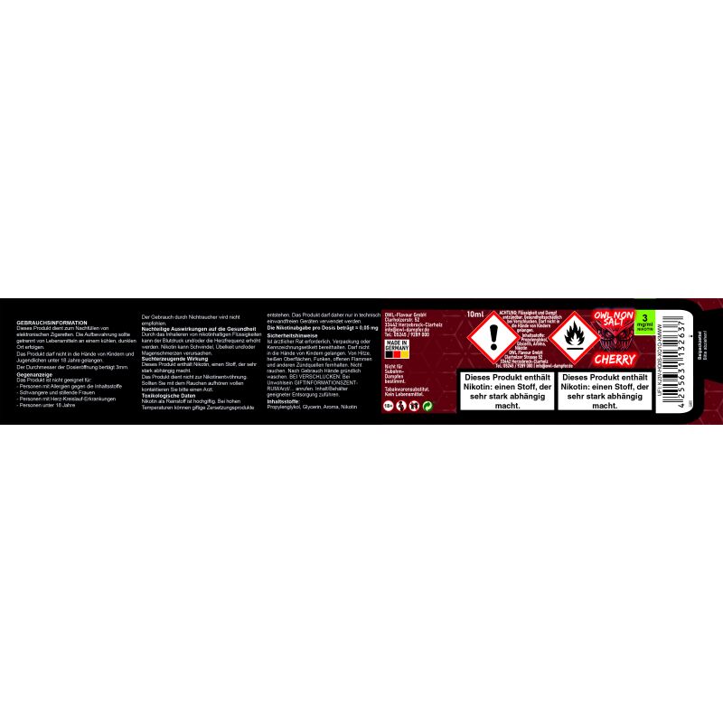 Cherry Nikotinliquid 10 ml OWL NON SALT 12 mg