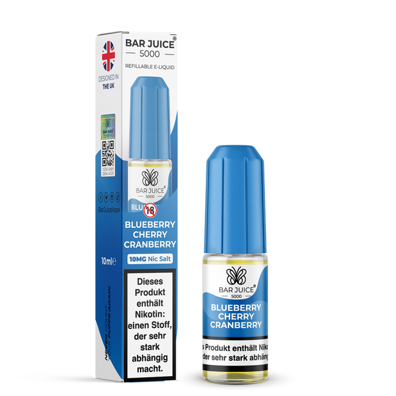 Bar Juice 5000 Nic Salt Liquid 10 ml Blueberry Cherry Cranberry 10 mg