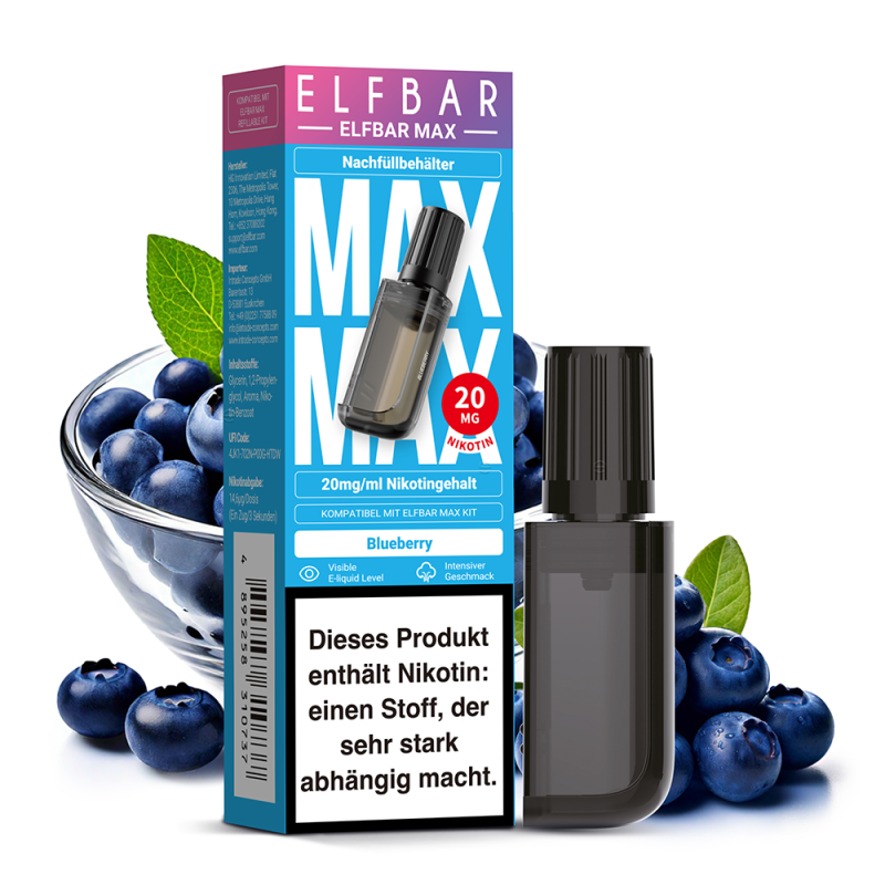 Elfbar - MAX Refill Pod 10 ml 20 mg Nikotinsalz Blueberry