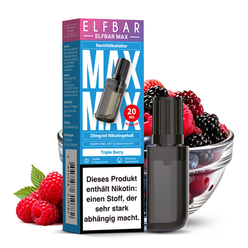 Elfbar - MAX Refill Pod 10 ml 20 mg Nikotinsalz Triple Berry