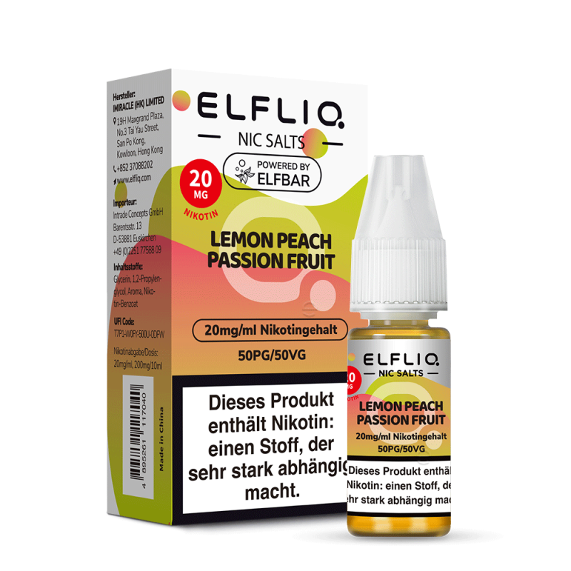 ELFLIQ Nikotinsalz Liquid 20mg Lemon Peach Passion Fruit 10 ml