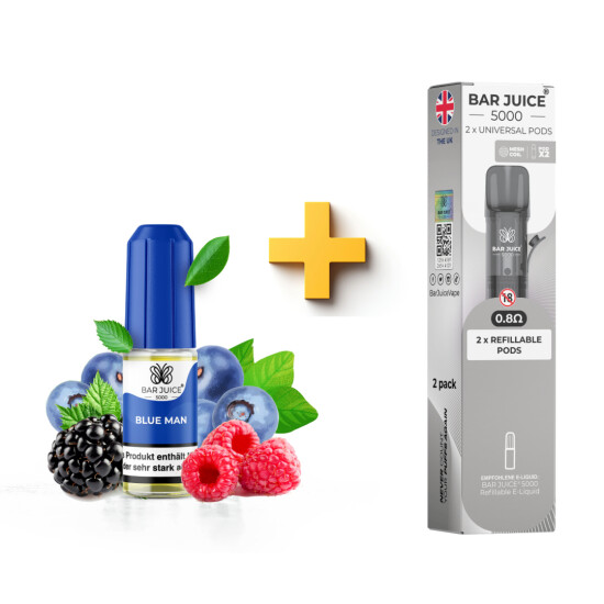 Bar Juice 5000 Nic Salt Liquid 10 ml 10 mg Blue Man +...