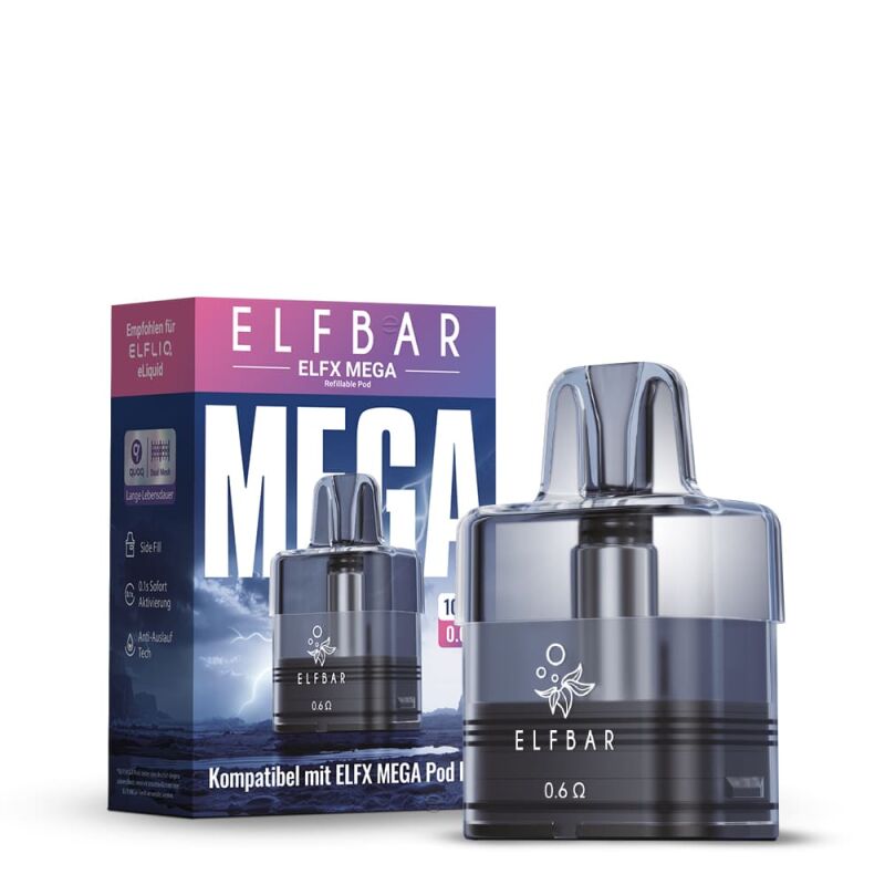 Elfbar ELFX Mega 10 ml Pod (1 Stück) 0,6 Ohm - Kompatibel mit Elfbar ELFX Mega