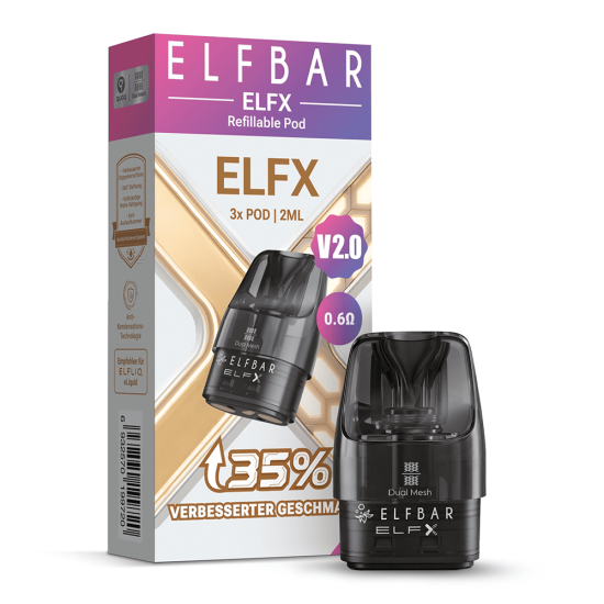 Elfbar ELFX V2.0 2 ml Pod (3 St&uuml;ck) 0,6 Ohm -...