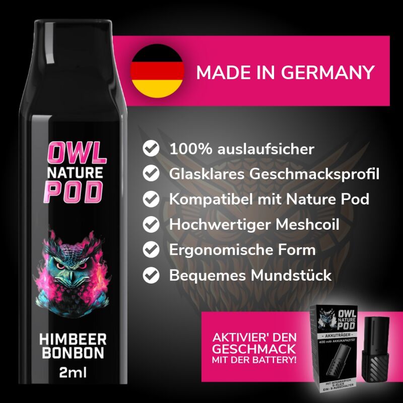 Himbeerbonbon Pod - Prefilled Pod (Kompatibel mit OWL Nature Pod & Ultrapod)