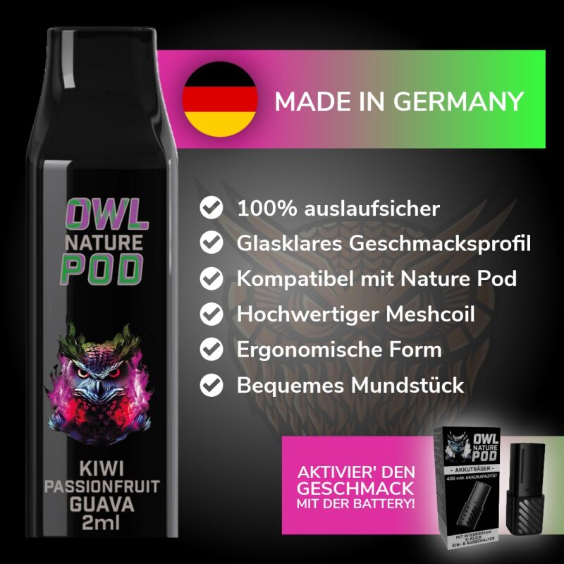 Kiwi Passionfruit Guava Pod - Prefilled Pod 2 ml (Kompatibel mit OWL Nature Pod & Ultrapod)