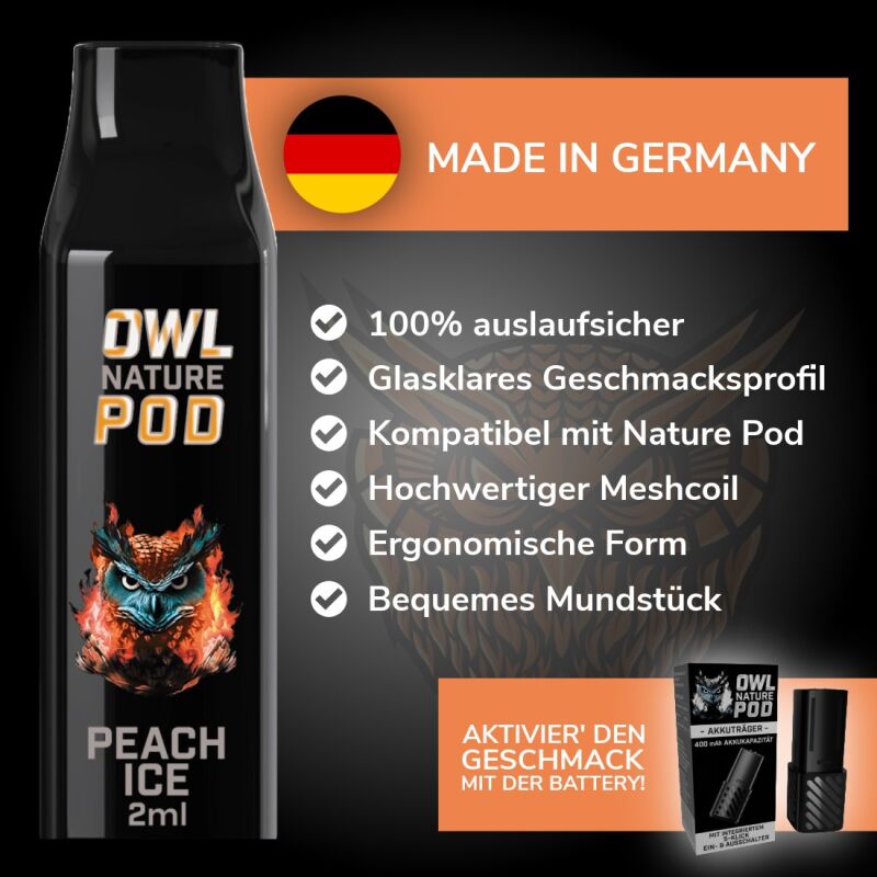 Peach Ice Pod - Prefilled Pod 2 ml (Kompatibel mit OWL Nature Pod & Ultrapod)